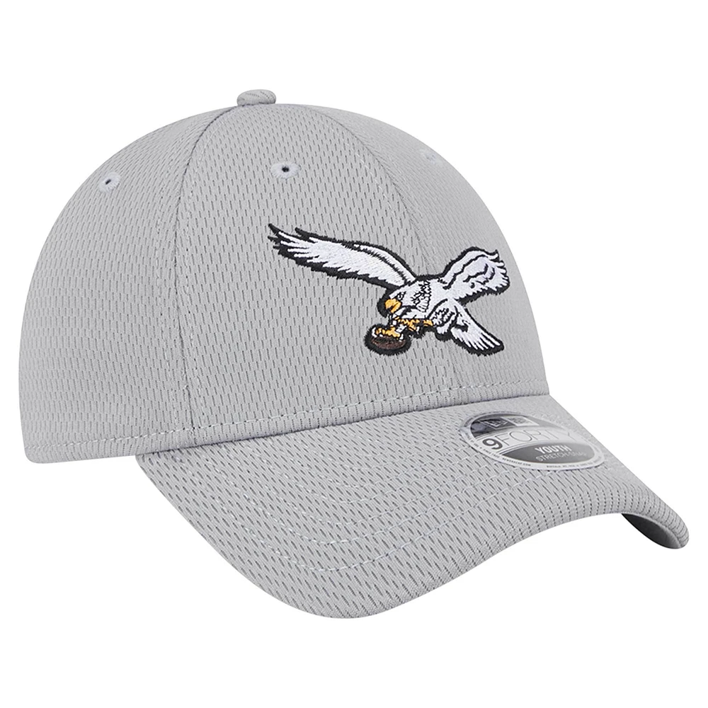 Youth New Era Gray Philadelphia Eagles Main 9FORTY Adjustable Hat