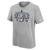 Youth Nike Heather Gray Philadelphia Eagles 2024 NFC Champions Locker Room Trophy Collection T-Shirt