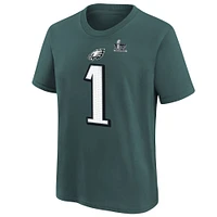 Youth Nike Jalen Hurts Midnight Green Philadelphia Eagles Super Bowl LIX Player Name & Number T-Shirt