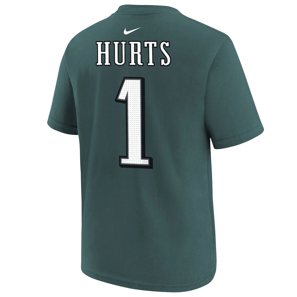 Youth Nike Jalen Hurts Midnight Green Philadelphia Eagles Super Bowl LIX Player Name & Number T-Shirt