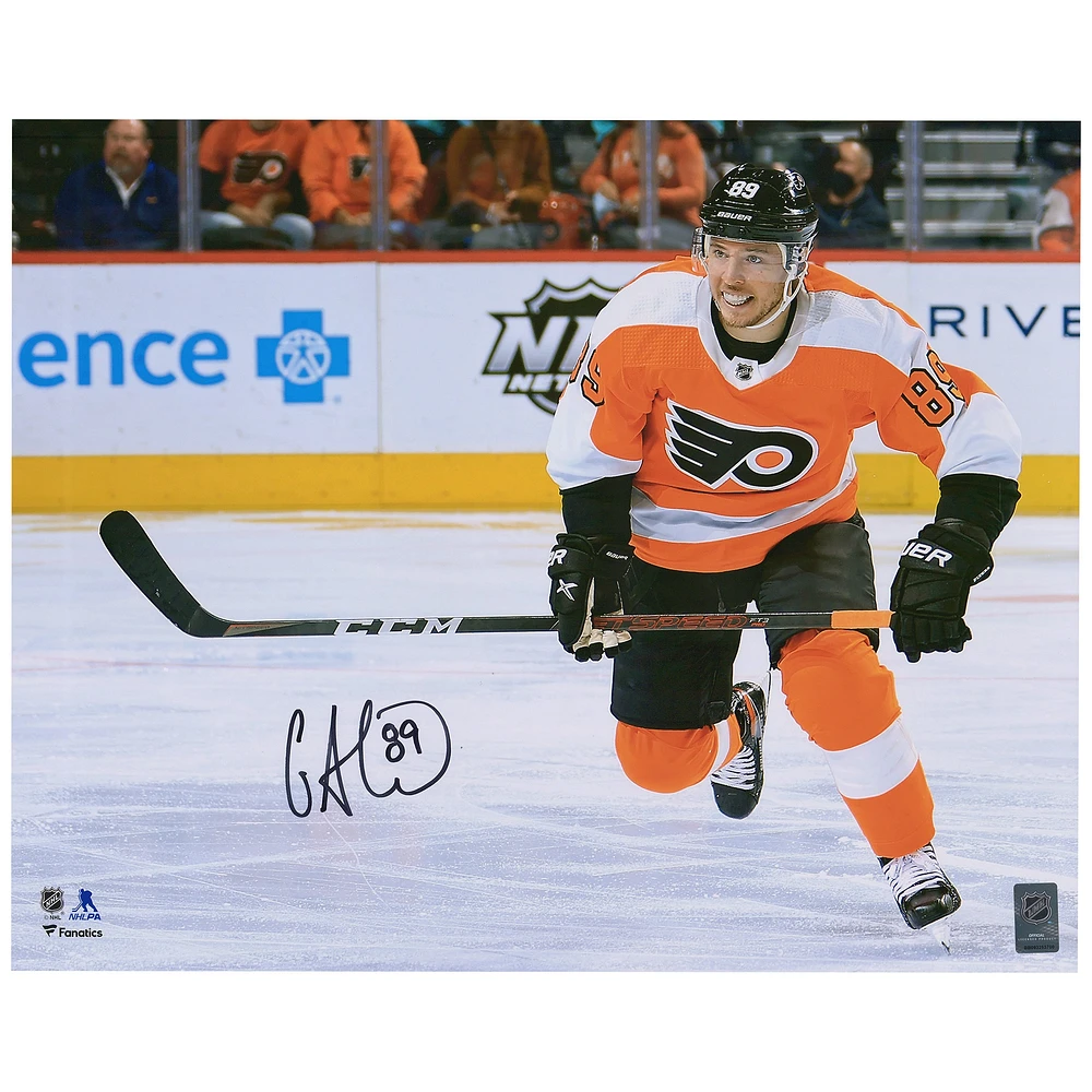 Cam Atkinson Philadelphia Flyers Autographed 16'' x 20'' Orange Jersey Skating Photograph