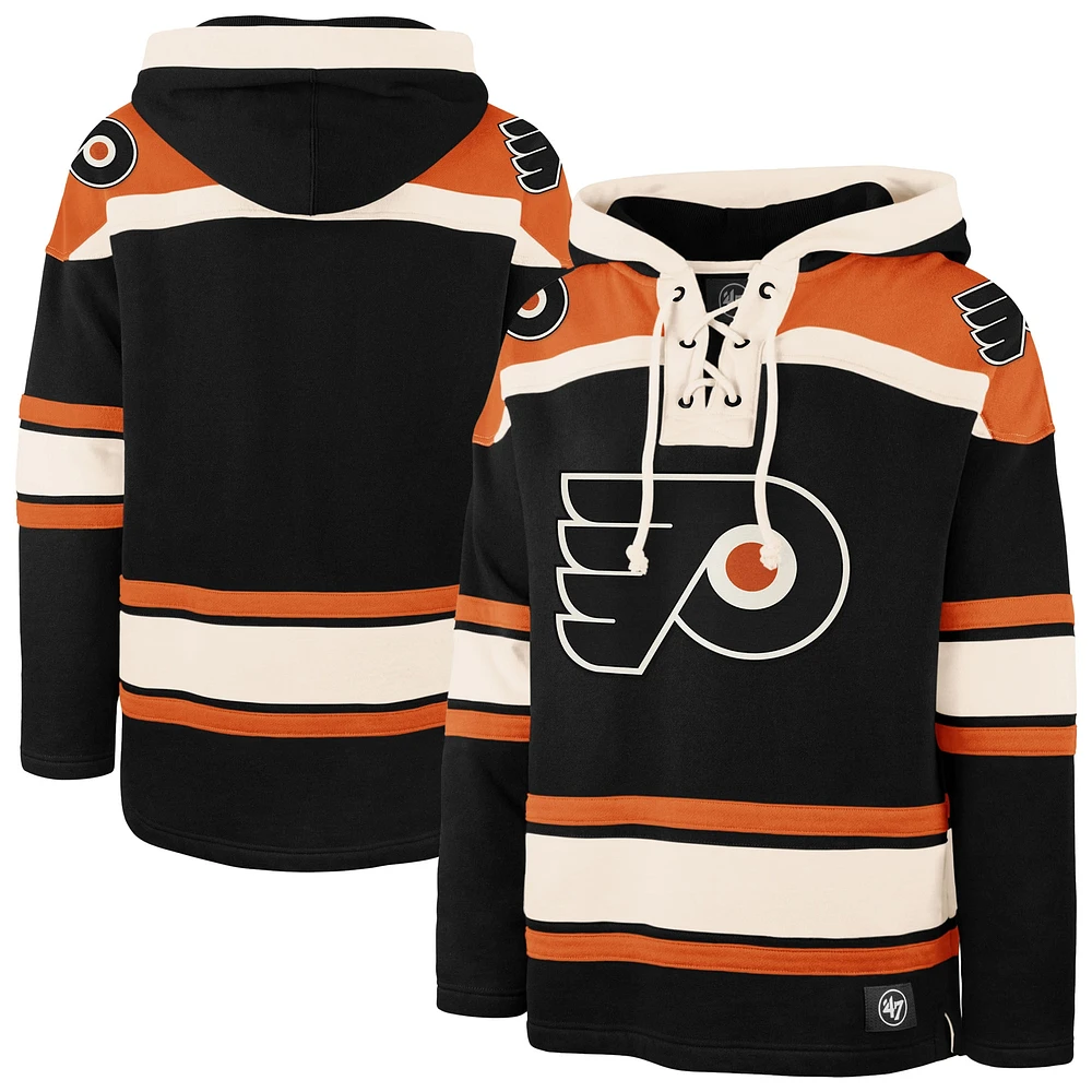 Sweat à capuche en polaire lacets de qualité supérieure pour homme '47 Black Philadelphia Flyers Big & Tall