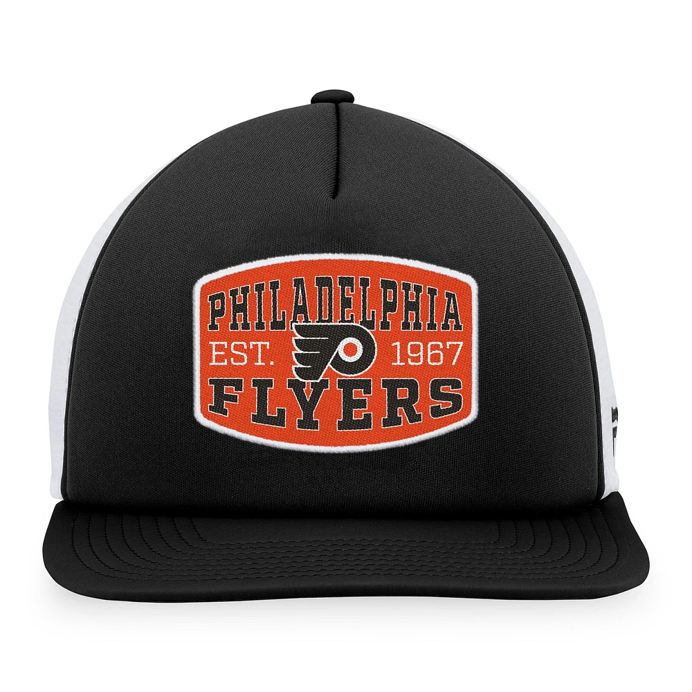 Men's Fanatics Black/White Philadelphia Flyers Foam Front Patch Trucker Snapback Hat