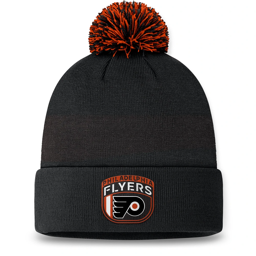 Men's Fanatics Black Philadelphia Flyers 2024 NHL Draft Cuffed Knit Hat with Pom