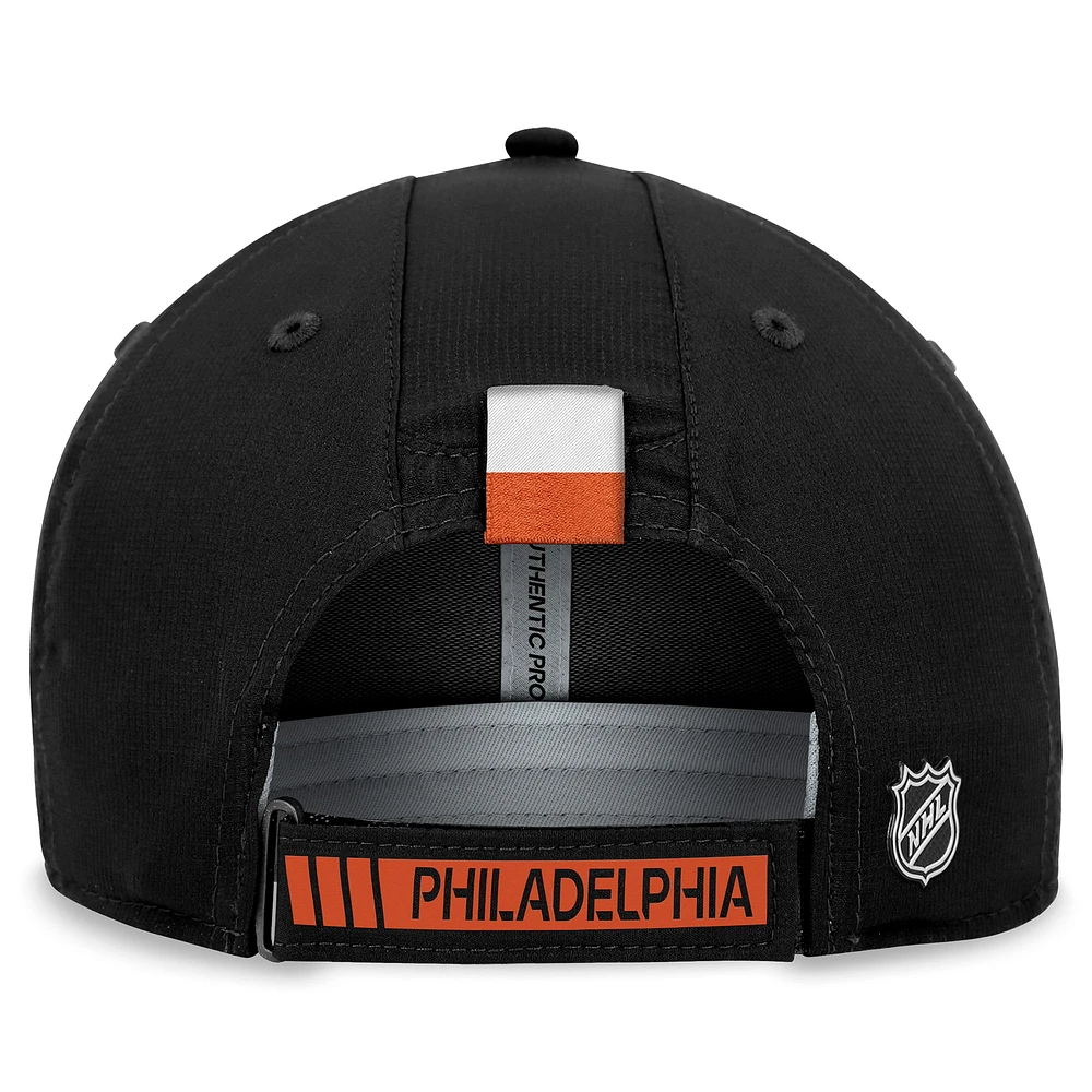 Men's Fanatics  Black Philadelphia Flyers Authentic Pro Rink Adjustable Hat