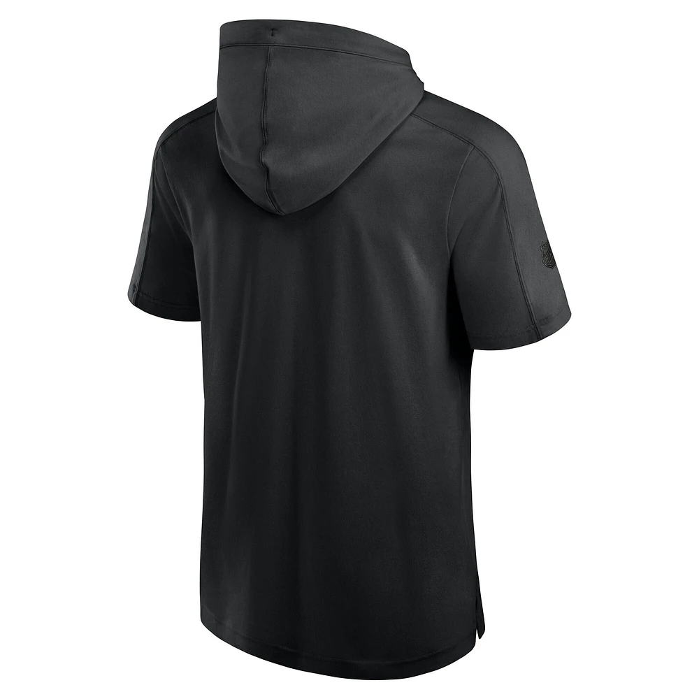 Sweat à capuche manches courtes Authentic Pro Road Performance pour homme Fanatics Black Philadelphia Flyers