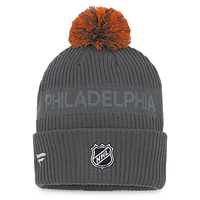 Men's Fanatics Charcoal Philadelphia Flyers Authentic Pro Home Ice Cuffed Knit Hat with Pom