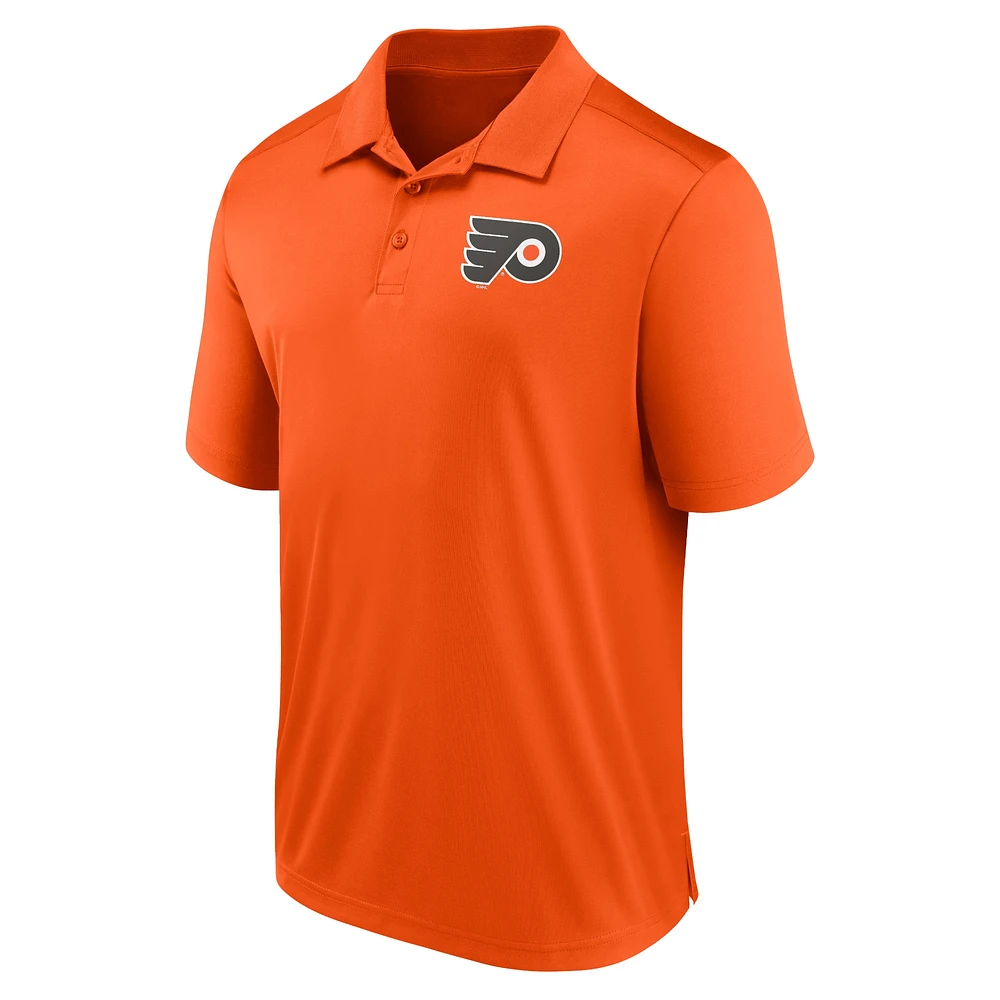 Polo orange fanatiques pour hommes des Flyers de Philadelphie sur le côté gauche