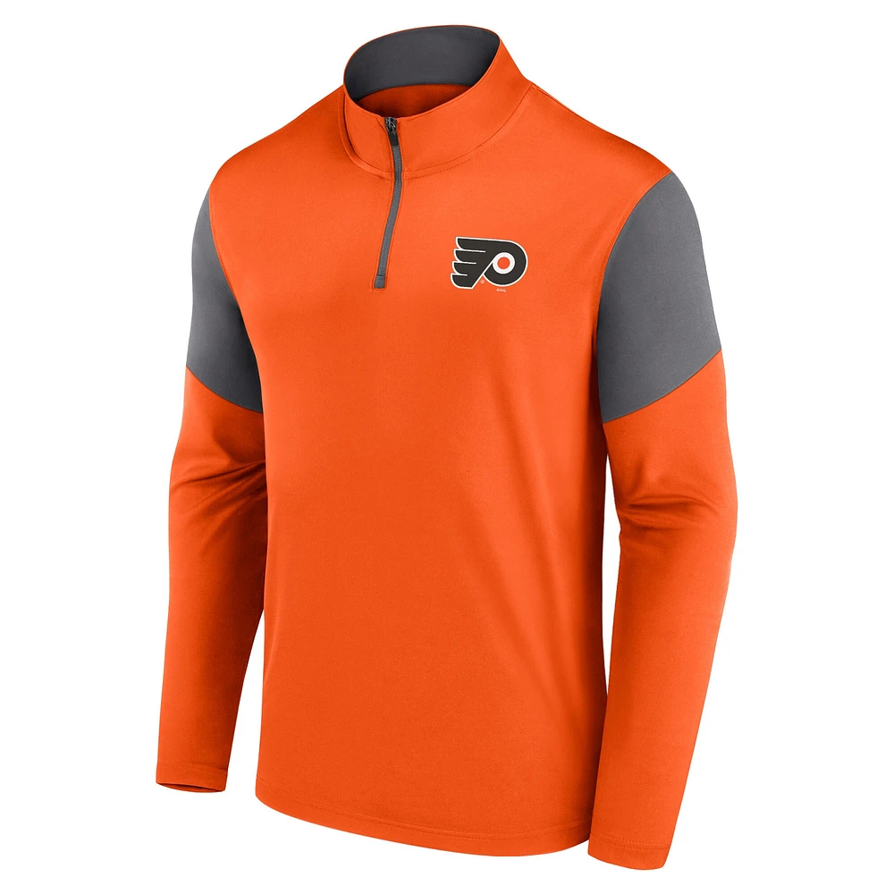 Men's Fanatics Orange Philadelphia Flyers Logo Quarter-Zip Top