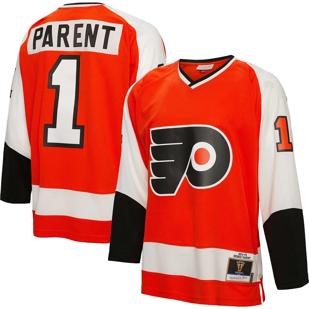 Men's Mitchell & Ness Bernie Parent Orange Philadelphia Flyers 1974/75 Blue Line Player Jersey