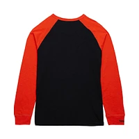 Men's Mitchell & Ness  Black/Orange Philadelphia Flyers Legendary Slub Raglan Long Sleeve T-Shirt