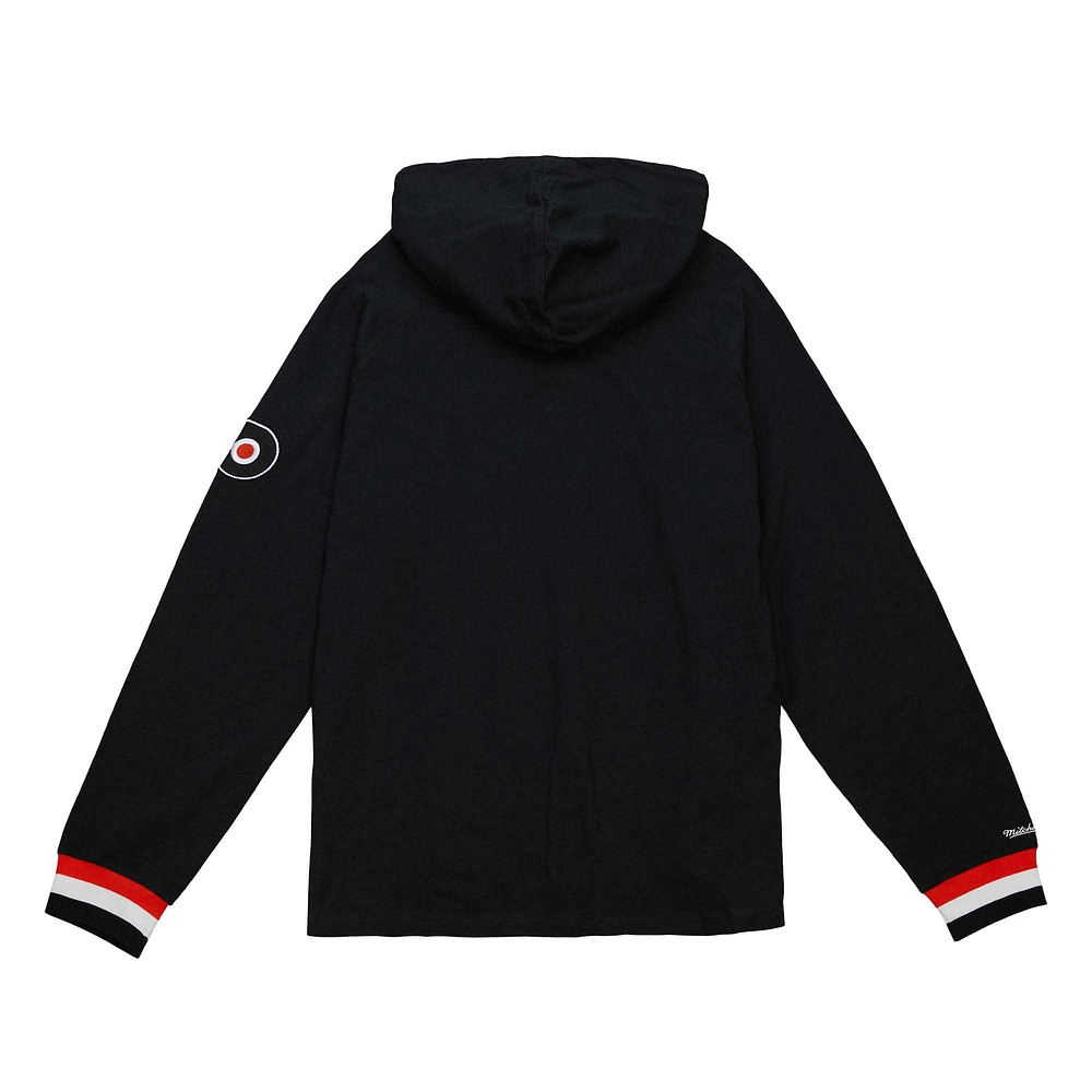 Men's Mitchell & Ness Black Philadelphia Flyers Legendary Slub Hoodie Long Sleeve T-Shirt