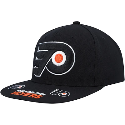 Men's Mitchell & Ness Black Philadelphia Flyers Vintage Hat Trick Snapback Hat