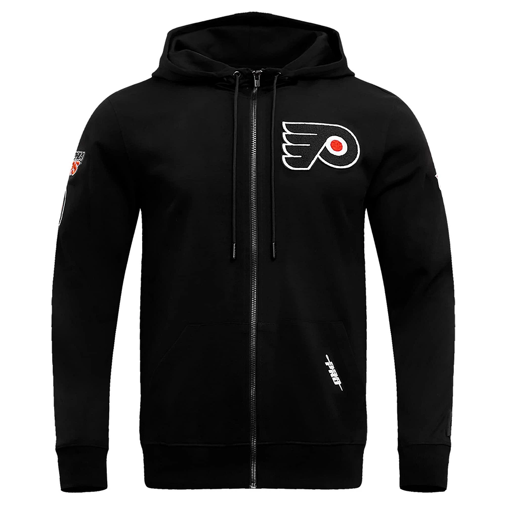Men's Pro Standard Black Philadelphia Flyers Classic Chenille Full-Zip Hoodie Jacket