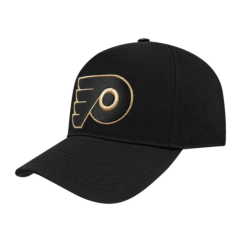 Men's Pro Standard  Black Philadelphia Flyers Metallic Logo Pinch Front Adjustable Hat