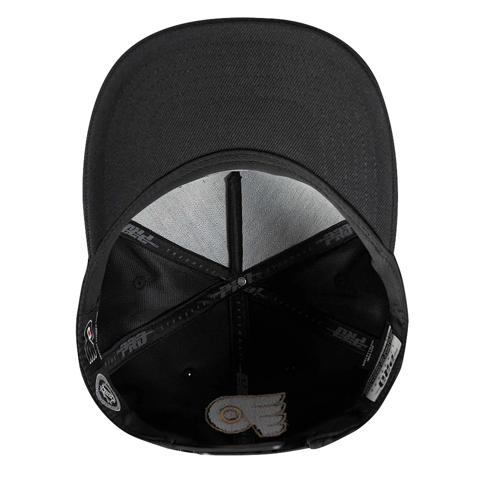 Men's Pro Standard  Black Philadelphia Flyers Metallic Logo Pinch Front Adjustable Hat