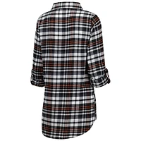 Women's Concepts Sport Black Philadelphia Flyers Mainstay Flannel Full-Button Long Sleeve Nightshirt