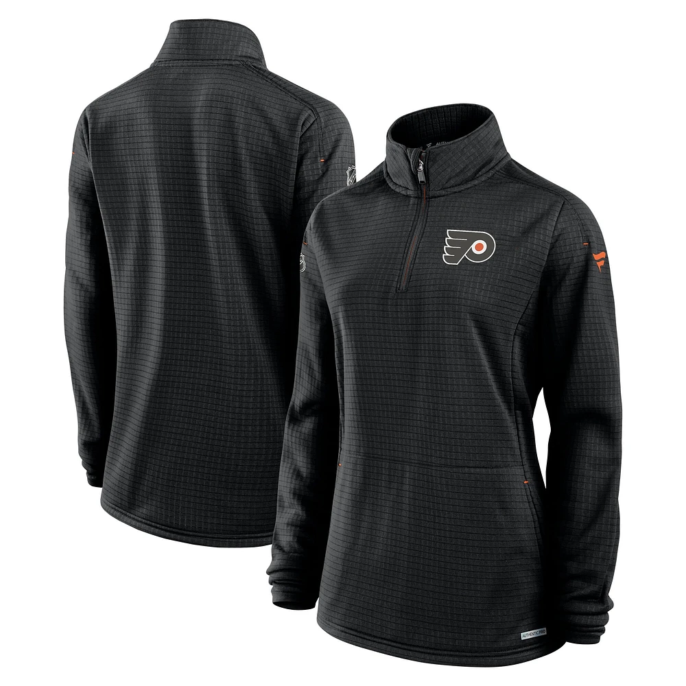Women's Fanatics Black Philadelphia Flyers Authentic Pro Rink Lightweight Quarter-Zip Pullover Top