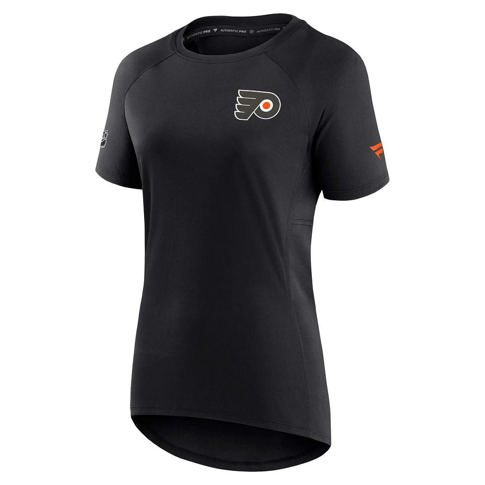 Women's Fanatics Black Philadelphia Flyers Authentic Pro Rink Raglan Tech T-Shirt