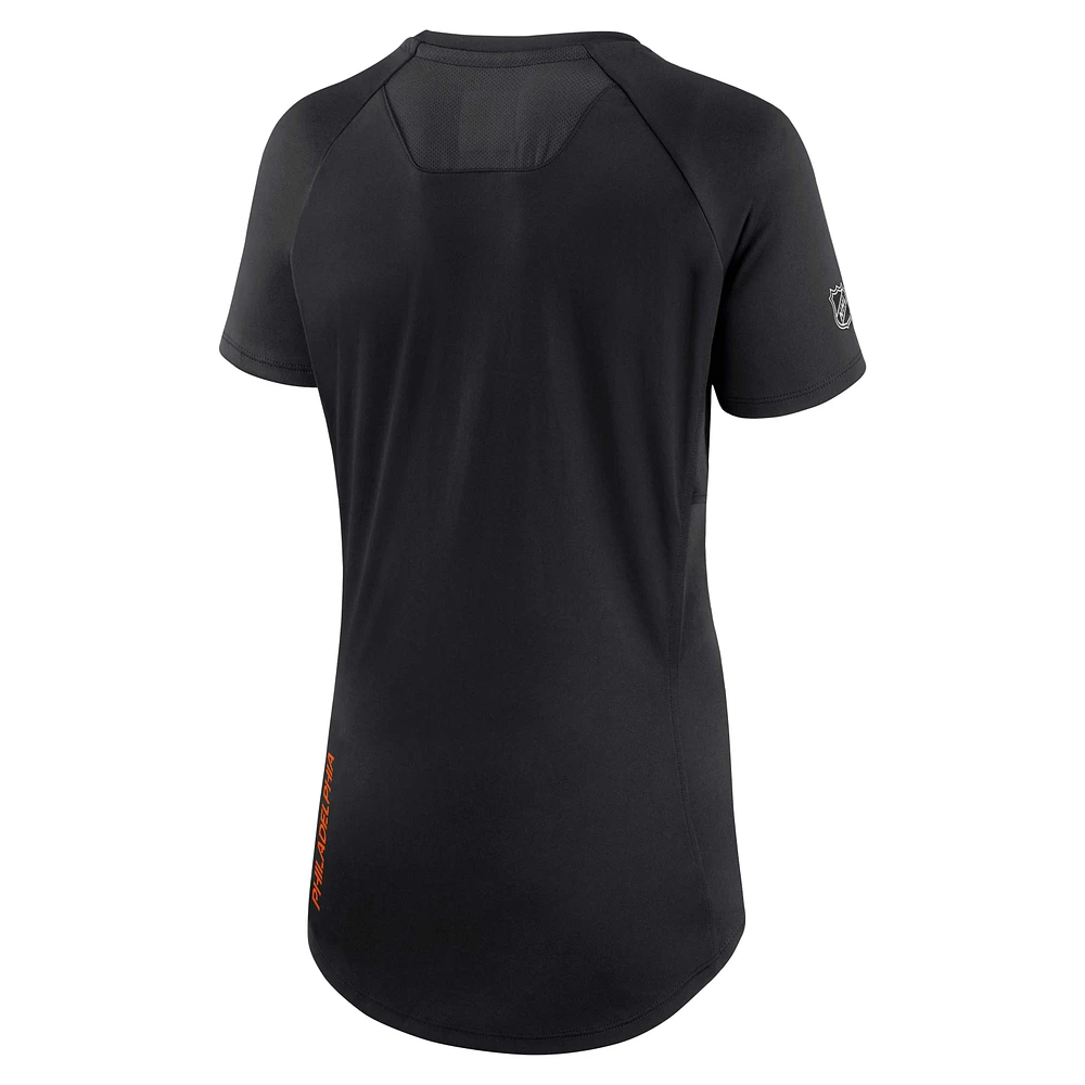 Women's Fanatics Black Philadelphia Flyers Authentic Pro Rink Raglan Tech T-Shirt