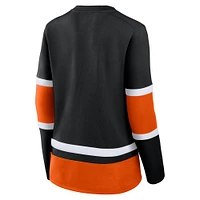 Women's Fanatics Black Philadelphia Flyers Prime Time Lace-Up Long Sleeve T-Shirt