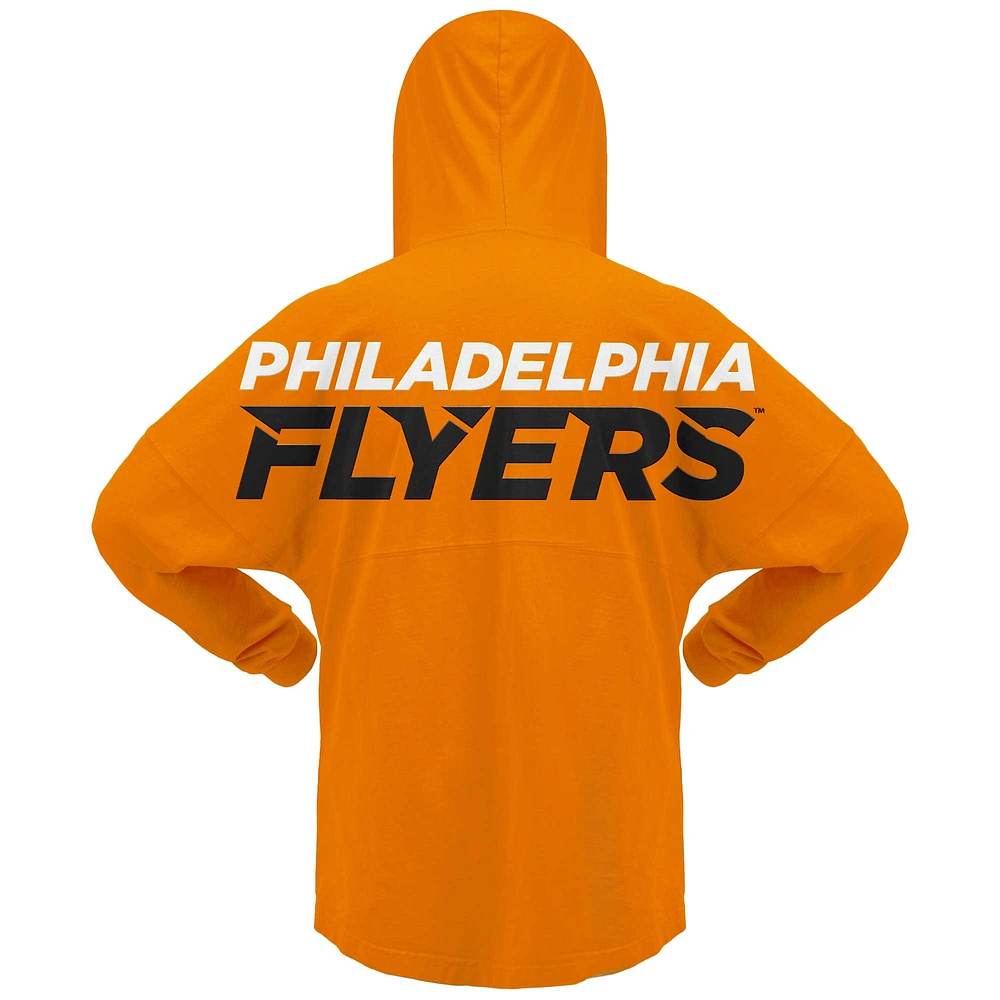 Women's Fanatics Orange Philadelphia Flyers Jersey Lace-Up V-Neck Long Sleeve Hoodie T-Shirt