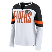 Women's Fanatics White/Black Philadelphia Flyers Frozen Long Sleeve Notch Neck T-Shirt