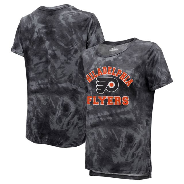 Majestic Threads - T-shirt noir à motif tie-dye pour femme des Flyers de Philadelphie