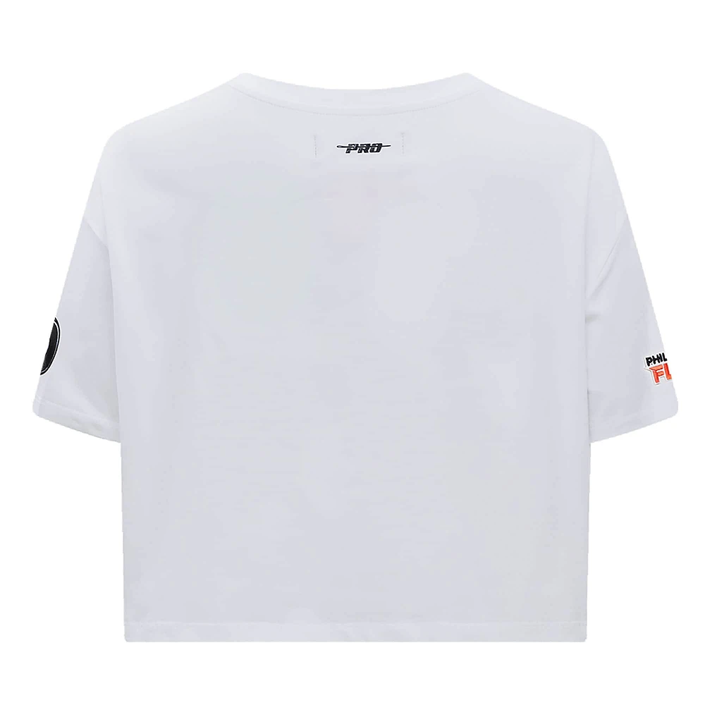 T-shirt court blanc Pro Standard des Flyers de Philadelphie Boxy Script Tail pour femmes