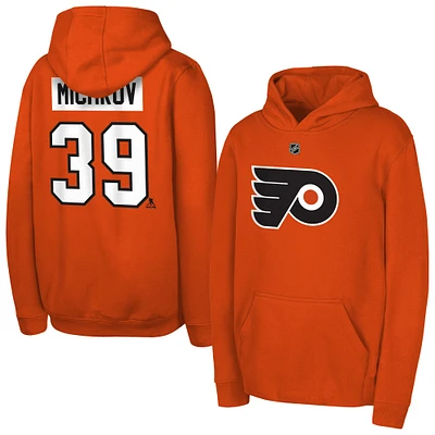 Sweat à capuche orange avec nom et numéro de joueur des Flyers Philadelphie pour jeunes Matvei Michkov