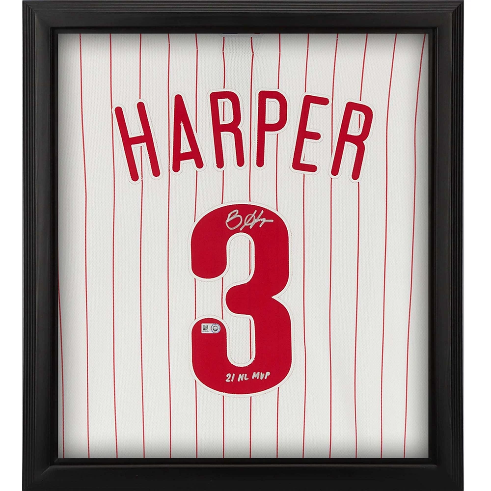 Bryce Harper Philadelphia Phillies Autographed Framed White Nike Authentic Jersey Shadowbox 