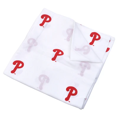 Couverture d'emmaillotage en mousseline 47'' x 47'' pour bébé Three Little Anchors White Philadelphia Phillies