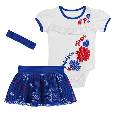 Ensemble 3 pièces avec jupe et bandeau pour bébé blanc Philadelphia Phillies Sweet Catcher