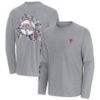 T-shirt à manches longues Tommy Bahama gris pour homme, Tropic Curveball Lux, Philadelphia Phillies