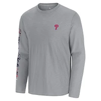 T-shirt à manches longues Tommy Bahama gris pour homme, Tropic Curveball Lux, Philadelphia Phillies