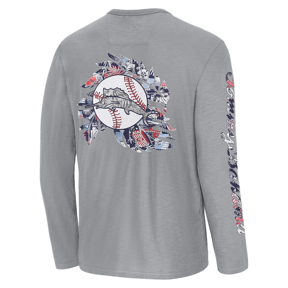 T-shirt à manches longues Tommy Bahama gris pour homme, Tropic Curveball Lux, Philadelphia Phillies