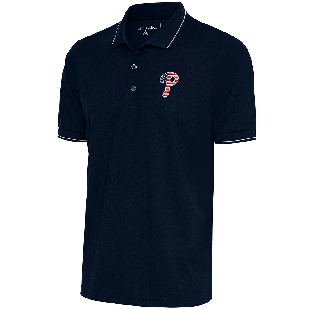 Men's Antigua  Navy/White Philadelphia Phillies Patriotic Affluent Polo