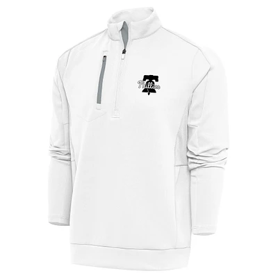 Pull à col rond glissière quart de tour Metallic Generation des Philadelphia Phillies pour homme, blanc Antigua