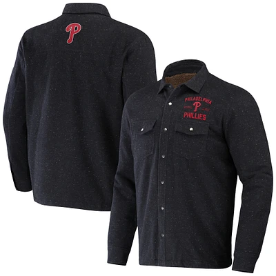 Men's Darius Rucker Collection by Fanatics Black Philadelphia Phillies Ringstop Full-Snap Shacket