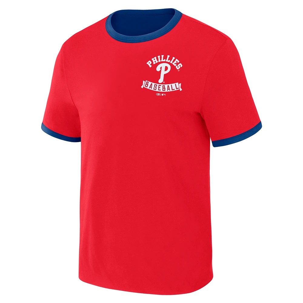 Collection Darius Rucker pour homme par Fanatics T-shirt réversible à sonnerie bidirectionnelle des Phillies de Philadelphie rouge/royal