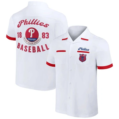 Collection Darius Rucker pour homme par Fanatics White Philadelphia Phillies Bowling Chemise boutonnée