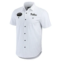 Collection Darius Rucker pour hommes par Fanatics Chemise boutonnée à manches courtes blanche rayures épingles des Phillies de Philadelphie