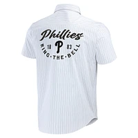 Collection Darius Rucker pour hommes par Fanatics Chemise boutonnée à manches courtes blanche rayures épingles des Phillies de Philadelphie