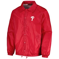 Men's Dunbrooke  Red Philadelphia Phillies Coach's Raglan Full-Snap Windbreaker Jacket