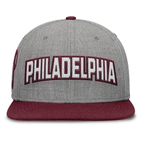 Men's Fanatics Gray/Maroon Philadelphia Phillies Elements Felt Chainstitch Snapback Hat