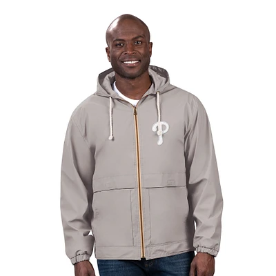 Veste de pluie entièrement zippée G-III Sports by Carl Banks pour homme, gris, Philadelphia Phillies