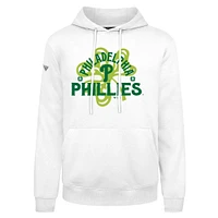 Men's Levelwear  White Philadelphia Phillies St. Patrick's Day Podium Shamrock Pullover Hoodie