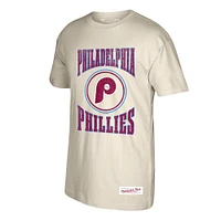 Men's Mitchell & Ness Cream Philadelphia Phillies Arched Logo Slub T-Shirt