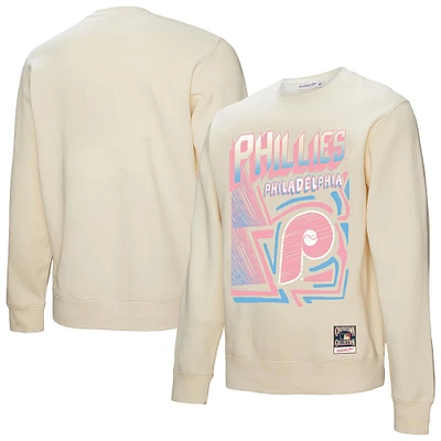 Sweat-shirt à capuche Sidewalk Sketch crème pour homme de Mitchell & Ness Philadelphia Phillies