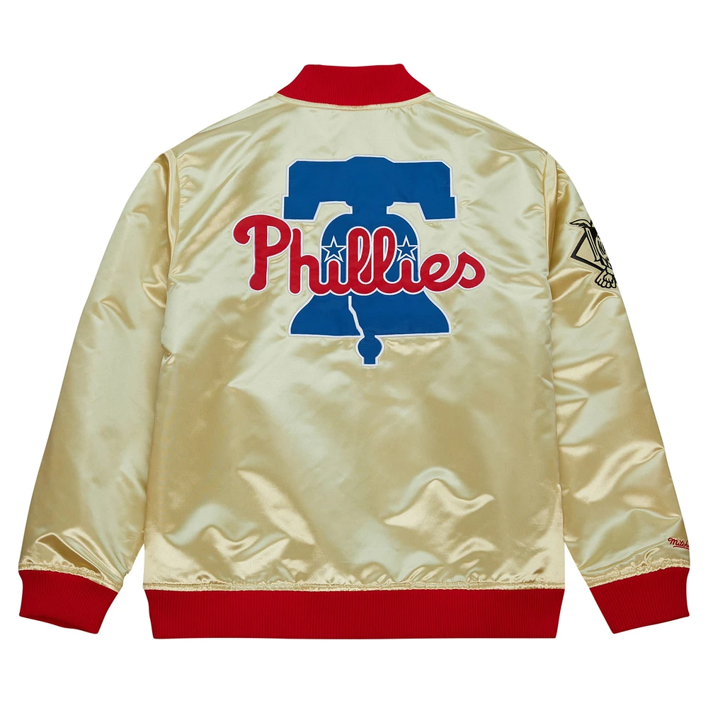 Men's Mitchell & Ness Gold Philadelphia Phillies OG 2.0 Lightweight Satin Full-Zip Jacket
